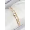 Pirinç Zirkon Taşlı Kalp Model Gold Renk Kadın Bileklik