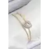 Pirinç Zirkon Taşlı Kalp Model Gold Renk Kadın Bileklik