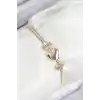 Pirinç Zirkon Taşlı Kalp Model Gold Renk Kadın Bileklik