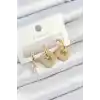 Pirinç Zirkon Taşlı Kare Model Gold Renk 3lü Çift Kadın Küpe Set