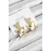 Pirinç Zirkon Taşlı Kelebek Model Gold Renk Kadın Küpe
