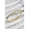 Pirinç Zirkon Taşlı Kemik Model Gold Renk Vip Kadın Bileklik