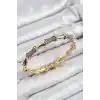 Pirinç Zirkon Taşlı Kemik Model Gold Renk Vip Kadın Bileklik