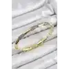 Pirinç Zirkon Taşlı Kemik Model Gold Renk Vip Kadın Bileklik