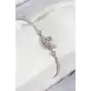 Pirinç Zirkon Taşlı Kuğu Model Gümüş Renk Kadın Bileklik