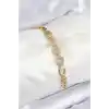 Pirinç Zirkon Taşlı Oval Model Gold Renk Kadın Bileklik