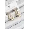 Pirinç Zirkon Taşlı Papatya Model Gold Renk Kadın Küpe