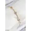 Pirinç Zirkon Taşlı Pembe Kalp Model Gold Renk Kadın Bileklik