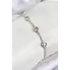 Pirinç Zirkon Taşlı Pembe Kalp Model Gümüş Renk Kadın Bileklik