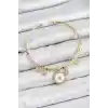 Pirinç Zirkon Taşlı Pusula Model Gold Renk Charm Bileklik