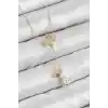 Pirinç Zirkon Taşlı Sallantılı Ayıcıklı Yıldız Model Gold Renk Kadın Kolye
