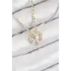 Pirinç Zirkon Taşlı Sallantılı Göz Model Ezme Zincir Gold Renk Kadın Kolye