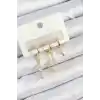 Pirinç Zirkon Taşlı Sallantılı Model Gold Renk 3lü Çift Kadın Küpe Set