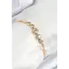 Pirinç Zirkon Taşlı Sıralı Daire Model Gold Renk Asansörlü Kadın Bileklik