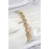 Pirinç Zirkon Taşlı Sıralı Ok Model Gold Renk Kadın Bileklik