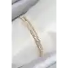 Pirinç Zirkon Taşlı Su Yolu Model Gold Renk Kadın Bileklik