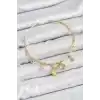 Pirinç Zirkon Taşlı Tavşan Ve Kalp Model Gold Renk Charm Bileklik