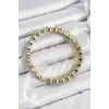 Pirinç Zirkon Taşlı Turkuaz Nazar Model Gold Renk Lastikli Kadın Bileklik