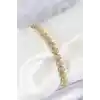Pirinç Zirkon Taşlı Yarım Topcuk Model Gold Renk VIP Seri Kadın Bileklik