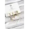 Pirinç Zİrkon Taşlı Yıldız Model Gold Renk 3lü Kadın Küpe