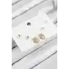 Pirinç Zirkon Taşlı Yıldız Model Gold Renk 925 Ayar Gümüş Çivi Kadın Küpe Set