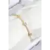 Pirinç Zirkon Taşlı Yıldız Model Gold Renk Asansörlü Kadın Bileklik