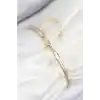 Pirinç Zirkon Taşlı Yıldız Model Gold Renk Kadın Bileklik