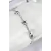 Pirinç Zirkon Taşlı Yıldız Model Gümüş Renk Kadın Bileklik