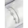 Pirinç Zirkon Taşlı Yıldız Model Gümüş Renk Kadın Bileklik