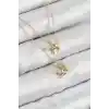Pirinç Zirkon Taşlı Yıldız Ve Ay Model Gold Renk Kadın Kolye