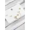 Pirinç Zirkon Taşlı Yonca Model Gold Renk 925 Ayar Gümüş Çivi Kadın Küpe Set