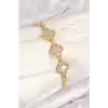Pirinç Zirkon Taşlı Yonca Model Gold Renk Kadın Bileklik