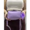 Ponpon mor cilt çanta