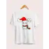Ren Geyiği baskılı Noel İçin T-shirt - Beyaz