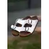 Rıno Beyaz Nubuk Terlik