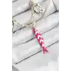 Seramik Motifli Pembe Balık Figürlü Model Krem İp Kadın Kolye