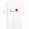 Sevgililer Günü İçin Özel Tasarım Love Baskılı T-shirt - Beyaz