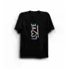 Sevgililer Günü İçin Özel Tasarım Love Baskılı T-shirt - Siyah