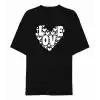 Sevgililer Günü İçin Özel Tasarım Love Kalp Baskılı T-shirt - Siyah