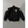 Siyah Askeri Tarz Bomber Mont – Unisex, Punisher Skull Detaylı, Fermuarlı, Cepli, Uzun Kollu, Bahar ve Kış Günlük Moda İçin Uygun - Siyah