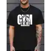 Sporda Günlük Hayata Giyilebilir GYM Baskılı Oversize Bisiklet Yaka Erkek T-shirt - Siyah