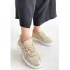 Tanwe Bej Cilt Bağcıklı Spor Ayakkabı