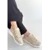 Tanwe Bej Cilt Bağcıklı Spor Ayakkabı