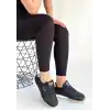 Tawen Siyah Cilt Bej Tabanlı Bağcıklı Spor Ayakkabı