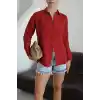 Tek cepli müslin gömlek bordo pt