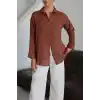 Tek cepli müslin gömlek kahve pt