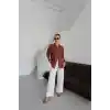 Tek cepli müslin gömlek kahve pt