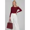 Tek Omuz İpli Bluz Bordo t4328
