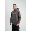 Üç İplik Kapşonlu Dijital Patchli SweatShirt - Füme
