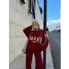 Üç İplik Yakalı Sweat Baggy Pantalonlu Takım - Bordo